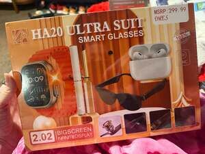 DMES HA20 Ultra Suit Smart Glasses with Smart Watch and Earbuds Bundle